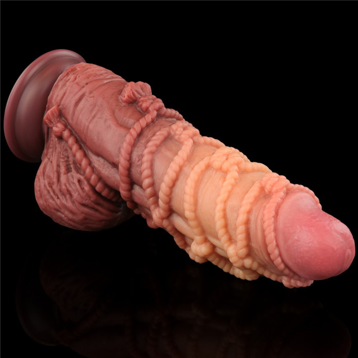 Dildo Realistic Extra Texturat Din Silicon Platinum Dublu-stratificat, Natural, 24 Cm 11