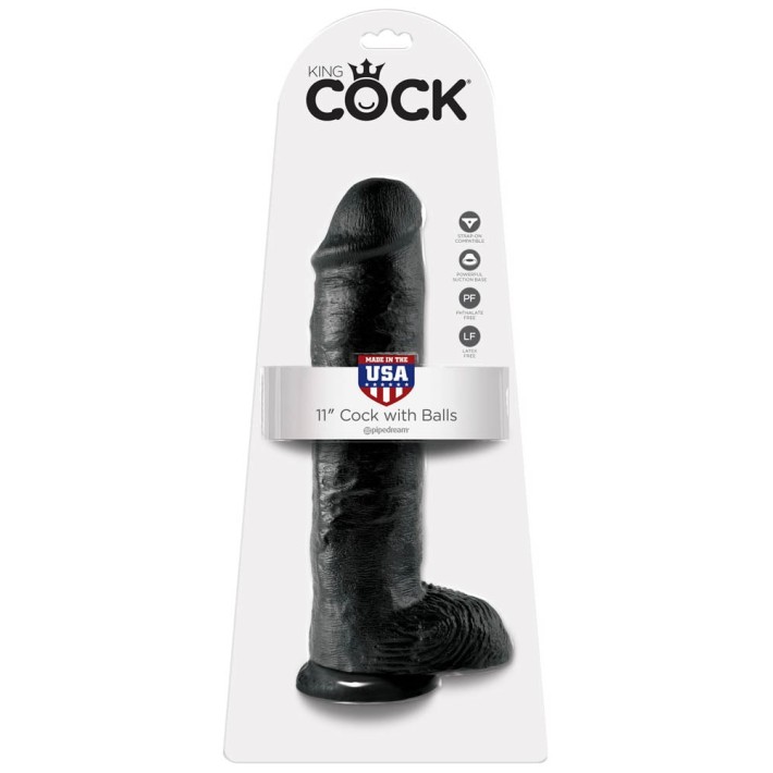 Dildo Clasic Cu Ventuza King Cock, Negru, 28 Cm 5