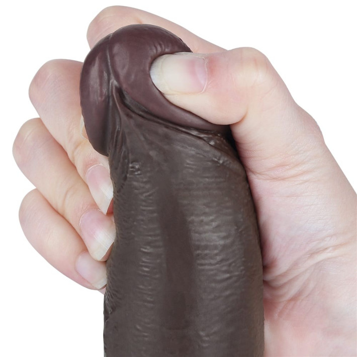 Dildo Realistic Sliding Skin Dual Layer I, Brun Inchis, 21.5 Cm 10