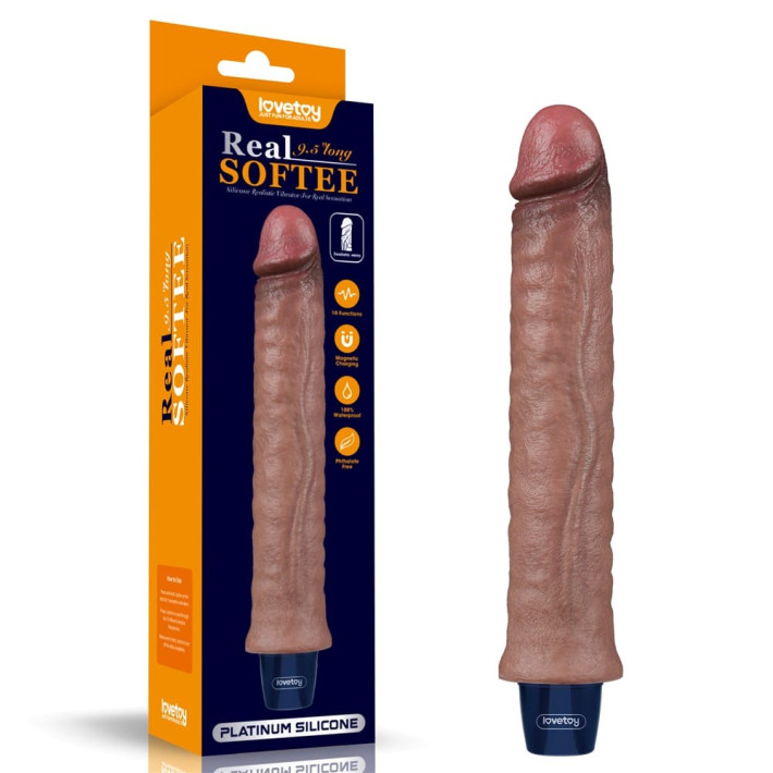 Vibrator Reincarcabil Real Softee, Brun Deschis, 24 Cm 13