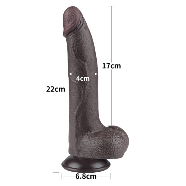 Dildo Realistic Sliding Skin Dual Layer I, Brun Inchis, 21.5 Cm 5