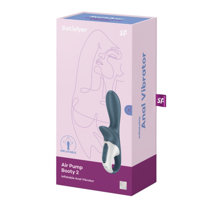 Vibrator Anal Gonflabil Air Pump Booty 2, Gri Petrol, 17.5 Cm 6