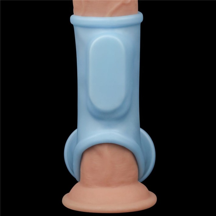 Inel / Manson Penis Cu Vibratii Silk Knights With Scrotum Sleeve, Albastru 5