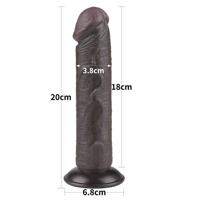 Dildo Realistic Sliding Skin Dual Layer Ii, Brun Inchis, 20 Cm 5