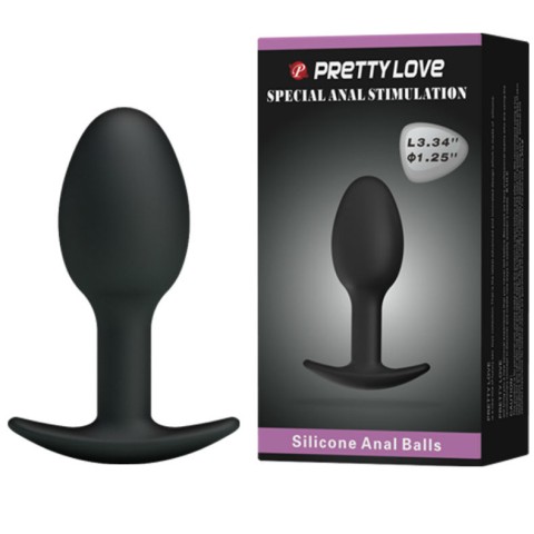 Pretty Love, Dop Anal Heavy Balls Silicone Butt Plug 1, Negru, 8 Cm, pasiune.ro