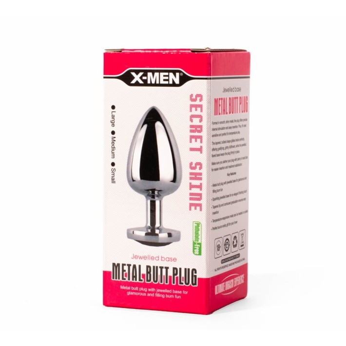 Dop Anal Cu Bijuterie Secret Shade Metal L, Argintiu + Rosu, 9.5 Cm 4
