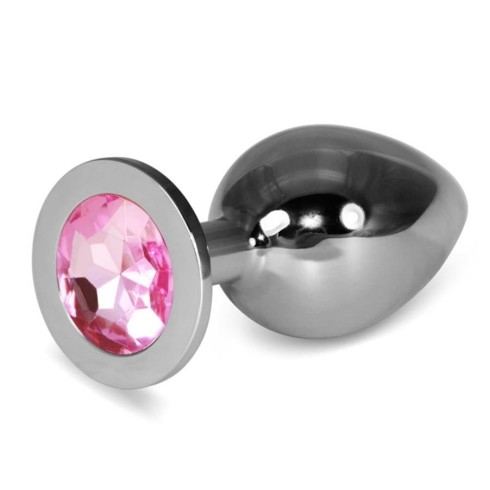dop, Dop Anal Cu Bijuterie Rosebud Classic Metal Plug L, Argintiu + Roz, 10 Cm, pasiune.ro