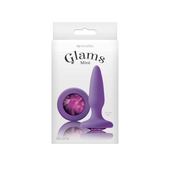 Dop Anal Cu Bijuterie Glams Mini Purple Gem, 8.5 Cm 2