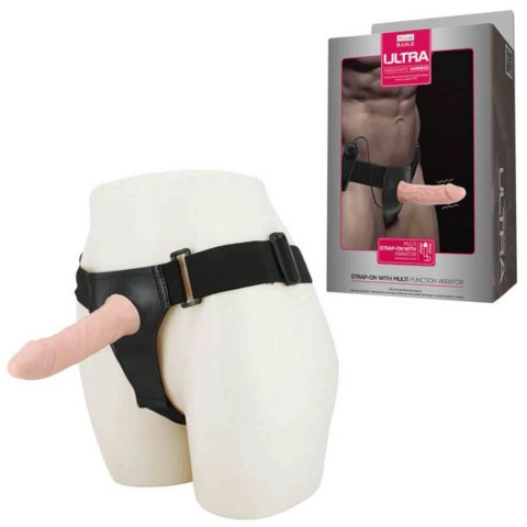 Debra, Strap-on Cu Vibratii Ultra, Natural, 15.5 Cm, pasiune.ro