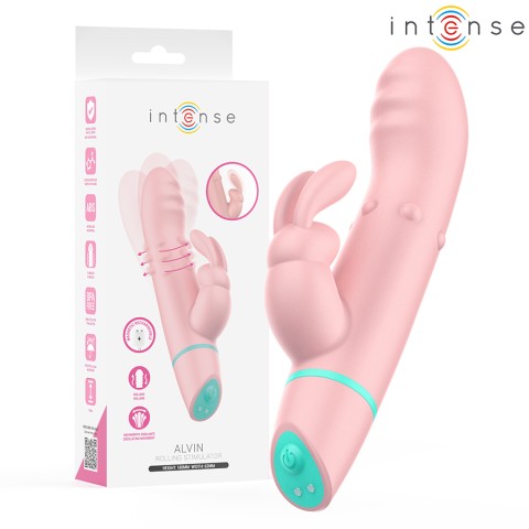 Intense, Vibrator Rabbit Alvin Cu Rotatii Si Oscitatii Baby Pink, pasiune.ro