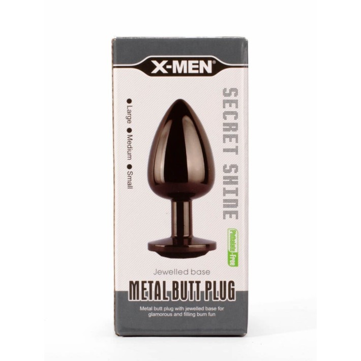 Dop Anal Cu Bijuterie Secret Shine Metal M, Metalic + Negru, 8 Cm 6