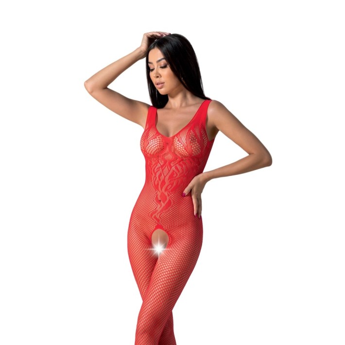 Bodystocking Sexy Cu Dantela Decupat Intim, Rosu, Marime Universala 5