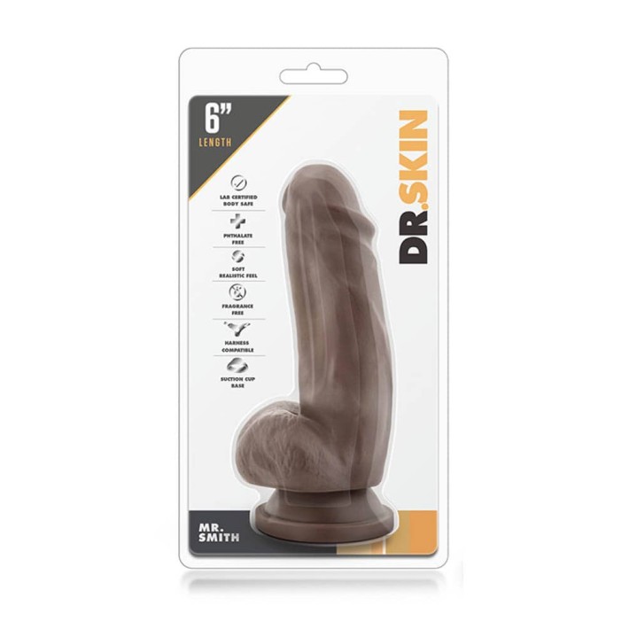 Dildo Clasic Cu Ventuza Dr. Skin, Brun, 15 Cm 2