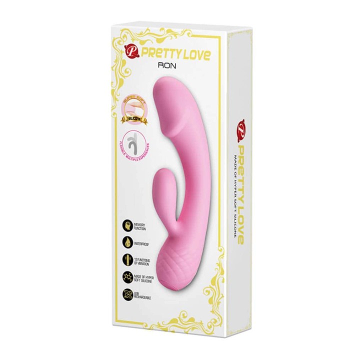 Vibrator Rabbit Ron, Roz Pudrat, 17.5 Cm 6