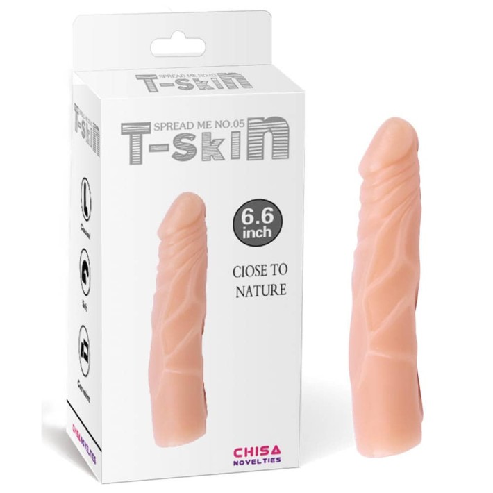 Dildo Clasic Spread Me No. 5 T-skin, Natural, 17.7 Cm 4