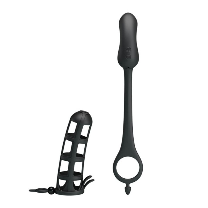 Manson Penis, Inel Testicule Si Dop Anal Cu Vibratii Hercules, Negru 4