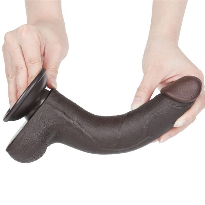 Dildo Realistic Sliding Skin Dual Layer I, Brun Inchis, 21.5 Cm 8