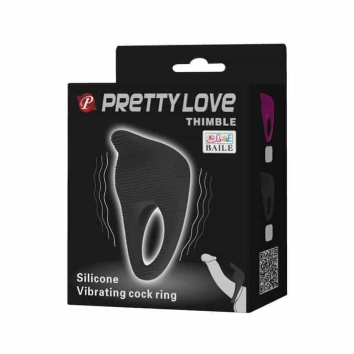 Inel Penis Cu Stimulator Clitoridian Si Vibratii Thimble, Negru 5