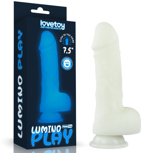 silicone, Dildo Fantezie Fosforescent Lumino Play, Alb, 19 Cm, pasiune.ro