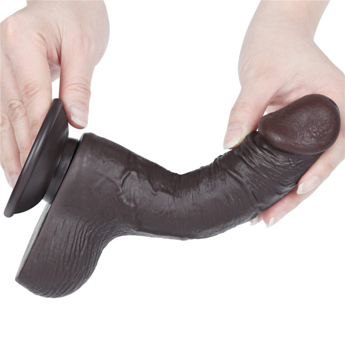 Dildo Realistic Sliding Skin Dual Layer Iii, Brun Inchis, 19 Cm 7