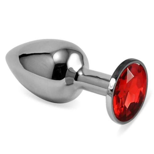rosu, Dop Anal Cu Bijuterie Rosebud Classic Metal, Rosu, 6.5 Cm, pasiune.ro