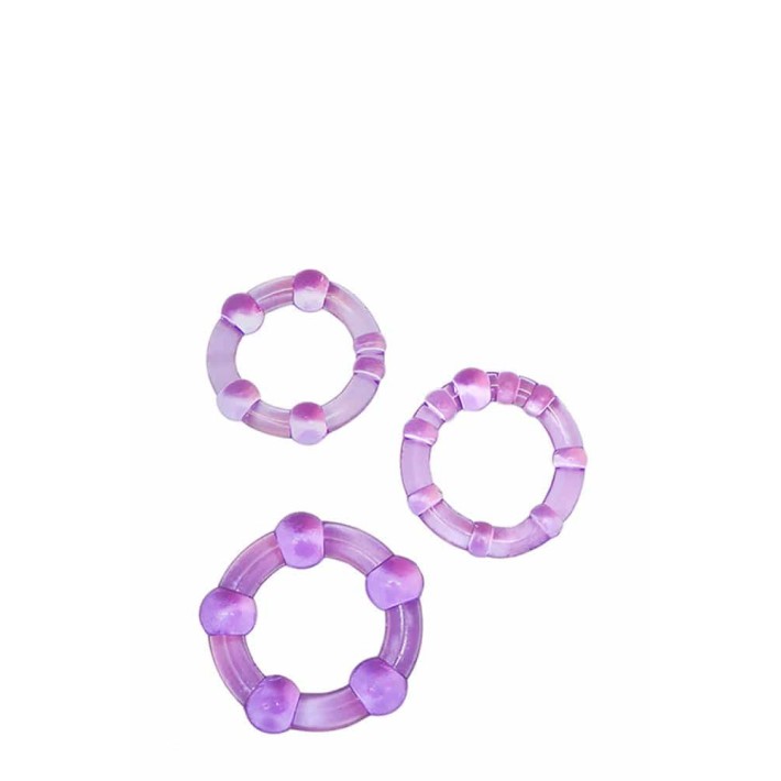Set 3 Inele Penis Cu Margele Stay Hard, Violet 2