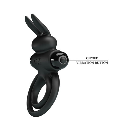 Inele Penis Cu Vibratii, Inel Penis Cu Vibratii Si Rabbit, Negru, pasiune.ro