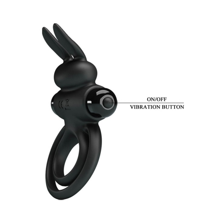 Inel Penis Cu Vibratii Si Rabbit, Negru 2