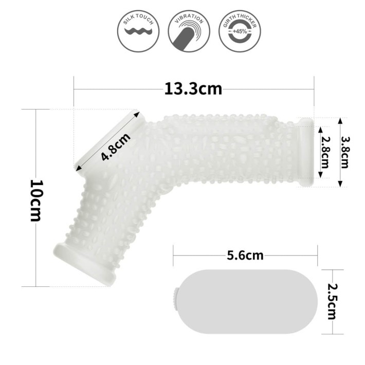 Inel / Manson Penis Cu Vibratii Drip Knights Ring With Scrotum Sleeve, Alb 8