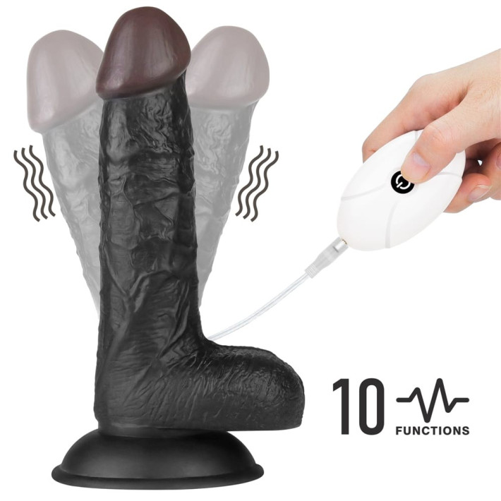 Set Ham Strap-on Si Dildo Cu Vibratii Easy Strapon, Negru, 17.5 Cm 10