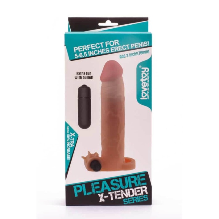 Pleasure X-tender Vibrating Penis Sleeve #5 Brown_b0o50_3 6