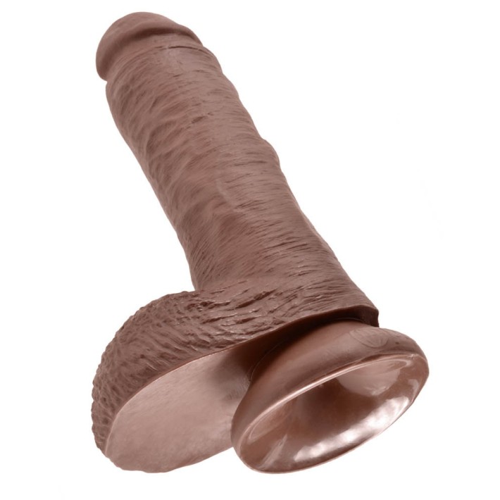 Dildo Realistic Cu Testicule King Cock, Brun, 20 Cm 3