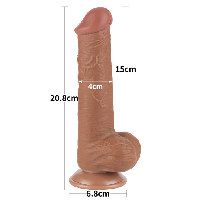 Dildo Realistic Sliding Skin Dual Layer Iii, Brun Deschis, 20 Cm 5