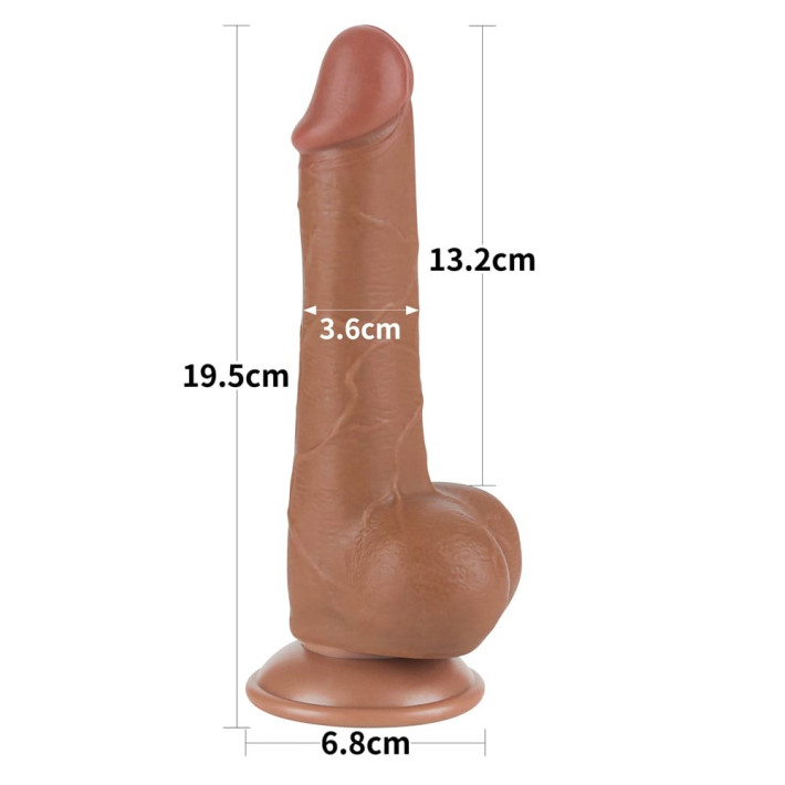 Dildo Realistic Sliding Skin Dual Layer Ii, Brun Deschis, 19 Cm 5