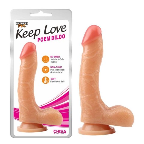 Chisa Novelties, Dildo Clasic Cu Ventuza Keep Love Poem, Natural, 21 Cm, pasiune.ro