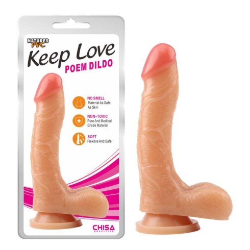 pvc, Dildo Clasic Cu Ventuza Keep Love Poem, Natural, 21 Cm, pasiune.ro