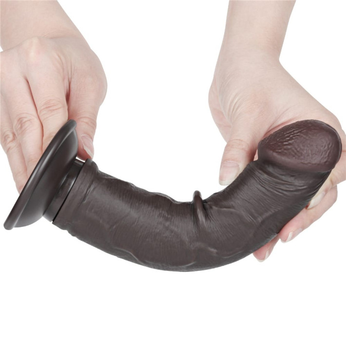 Dildo Realistic Sliding Skin Dual Layer Ii, Brun Inchis, 20 Cm 8