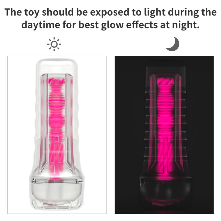 Masturbator Fantezie Fosforescent Lumino Play, Roz, 21.5 Cm 15