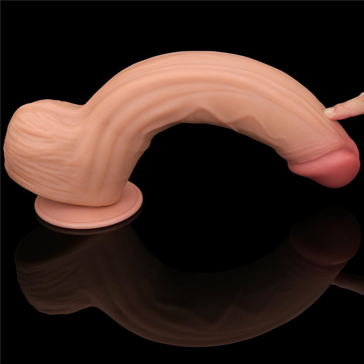 Dildo Ultra Realistic King Sized Sliding Skin Dual Layer Dong, Natural, 30 Cm 10
