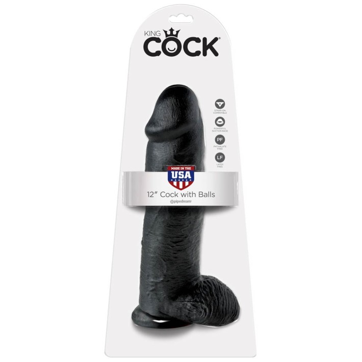 Dildo Realistic Cu Testicule King Cock, Negru, 30 Cm 3