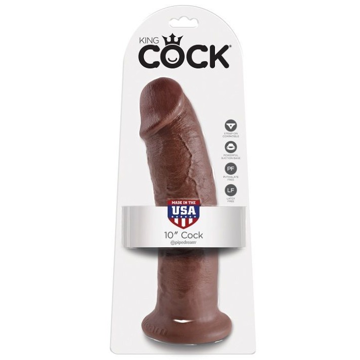 Dildo Clasic Cu Ventuza King Cock, Brun, 25 Cm 5