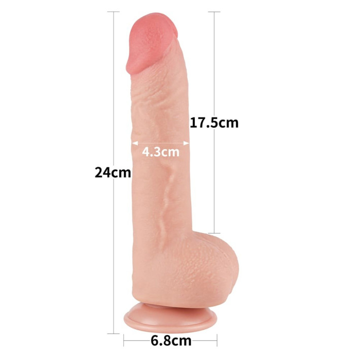 Dildo Realistic Sliding Skin Dual Layer, Natural, 24 Cm 5