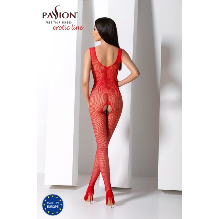 Bodystocking Sexy Cu Dantela Decupat Intim, Rosu, Marime Universala 4