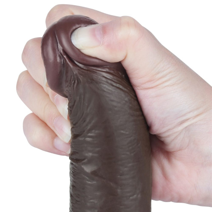 Dildo Realistic Sliding Skin Dual Layer Iii, Brun Inchis, 19 Cm 10