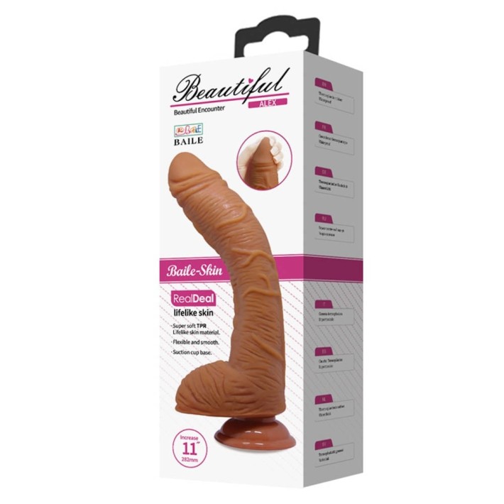 Dildo Realistic Beautiful Alex, Brun, 28 Cm 6