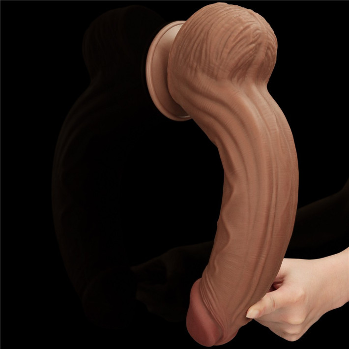 Dildo Ultra Realistic King Sized Sliding Skin Dual Layer Dong, Brun, 30 Cm 13