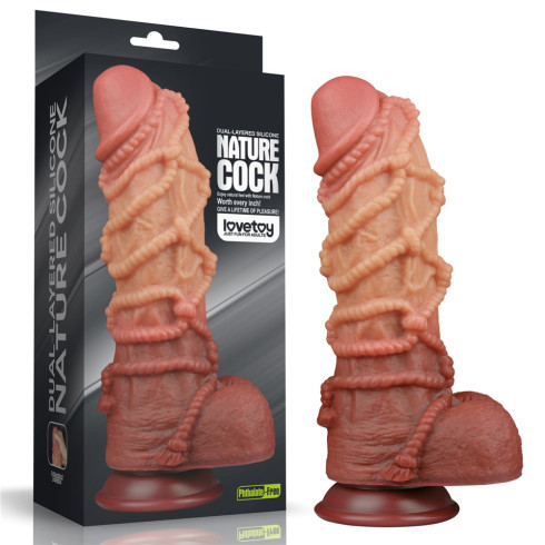 silicone, Dildo Realistic Extra Texturat Din Silicon Platinum Dublu-stratificat, Natural, 26.5 Cm, pasiune.ro