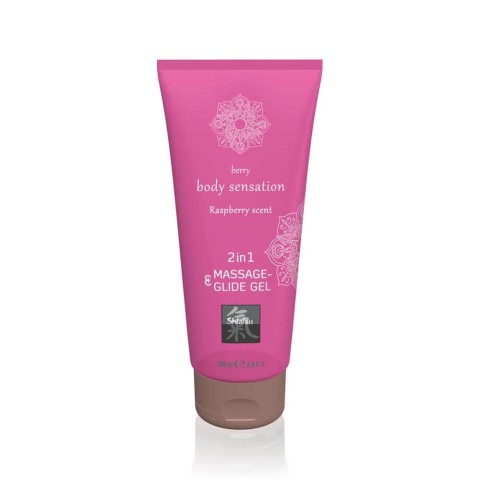 Shiatsu, Lubrifiant + Gel Pentru Masaj, Aroma Zmeura, 200 Ml, pasiune.ro