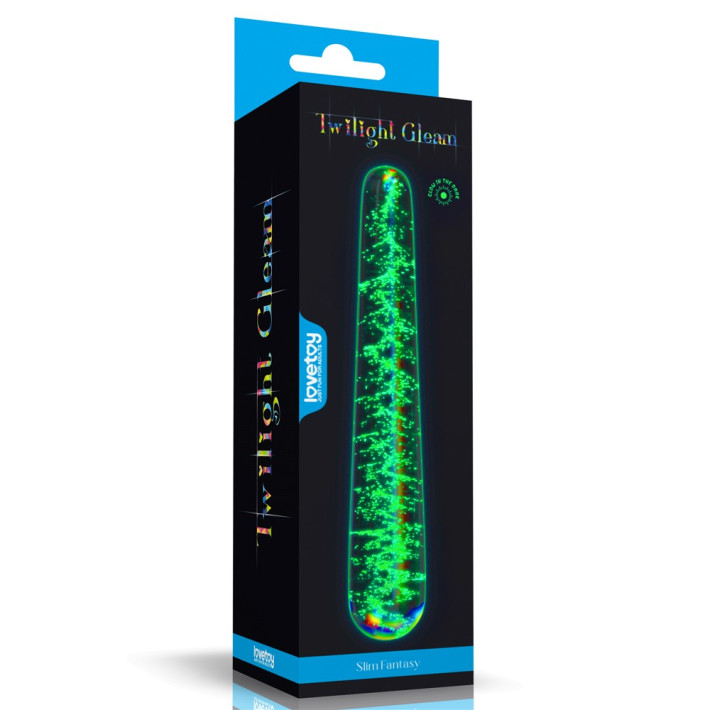 Dildo Fosforescent Din Sticla Borosilicata Glow-in-the-dark Twilight Gleam Slim Fantasy, Multicolor, 16 Cm 8