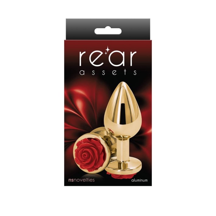 Dop Anal Rear Assets Rose, Auriu+rosu, Medium, 8.5 Cm 2